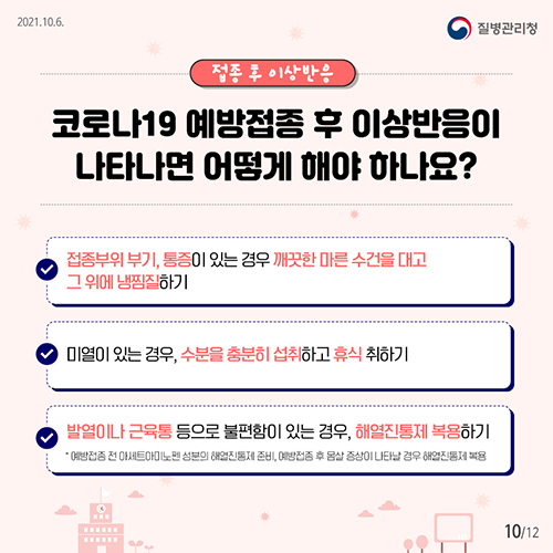 코로나19 예방접종 후 이상반응이 나타나면 어떻게 해야 하나요?