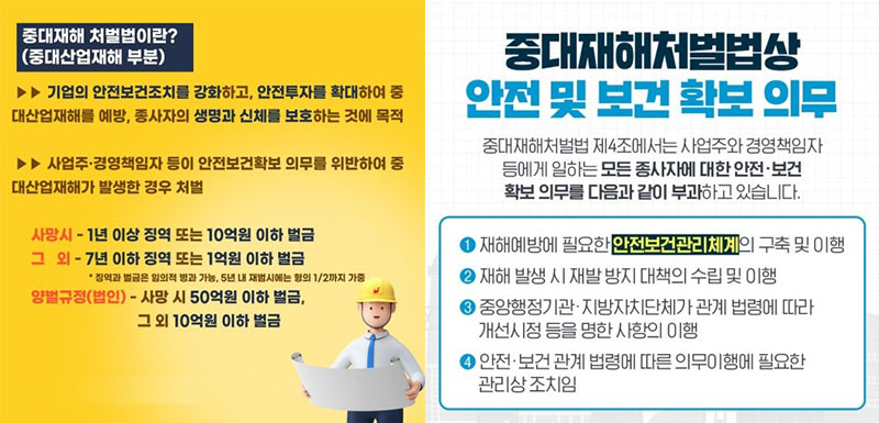 중대재해 처벌법이란?, 중대재해처벌법상 안전 및 보건 확보 의무