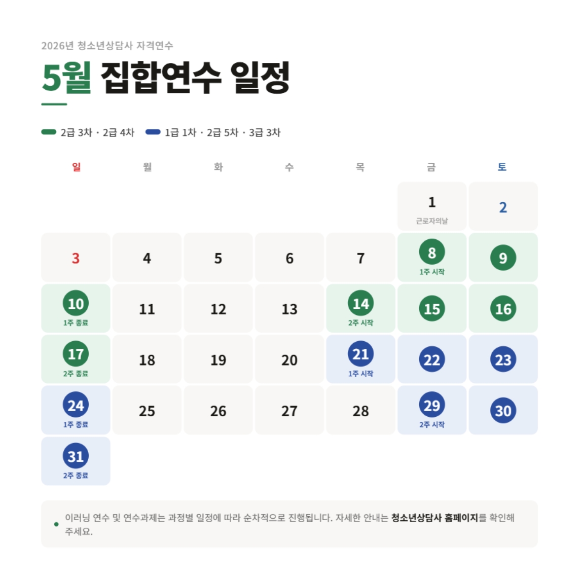 5월 자격연수 운영
