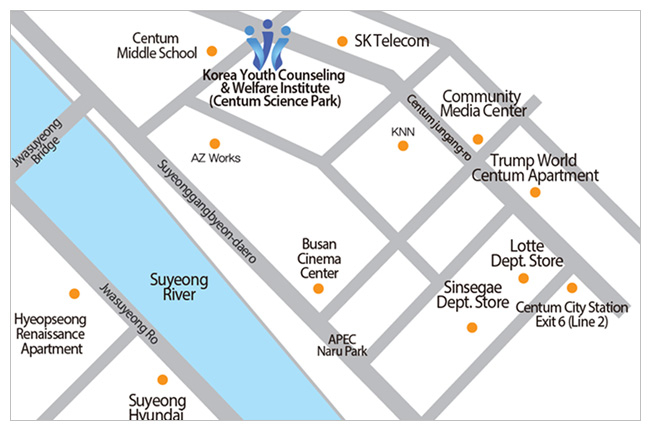 Korea Youth Counseling & Welfare Institute (Centum Science Park Building) Map